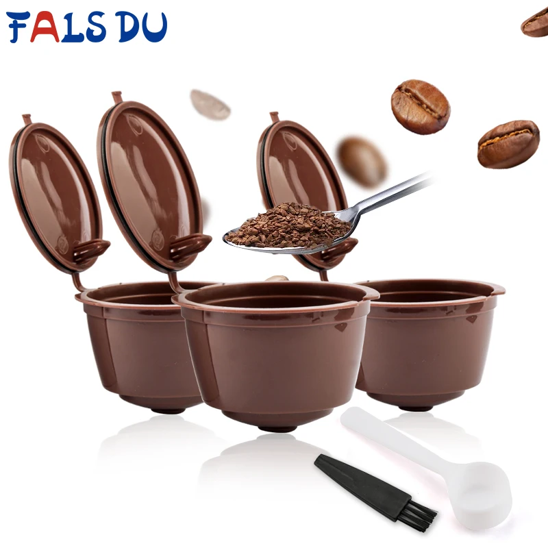

2PCS/Set Coffee Filter Capsule Box Reusable Refillable Coffee Capsule Filters For Nespresso With Spoon Brush Kitchen Accessories