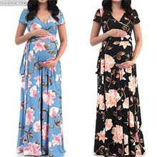Платье для беременных на лето длинное платье макси с цветочным рисунком для беременных одежда из хлопка Одежда для беременных платье Фотосессия