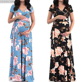 

Maternity Dresses Summer Long Maxi Floral Pregnancy Clothes Dress Cotton Pregnant Clothes Maternity Gown Photography Photo Shoot