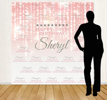 

custom 50th Birthday sparkly light pink bokeh background High quality Computer print party photo backdrop