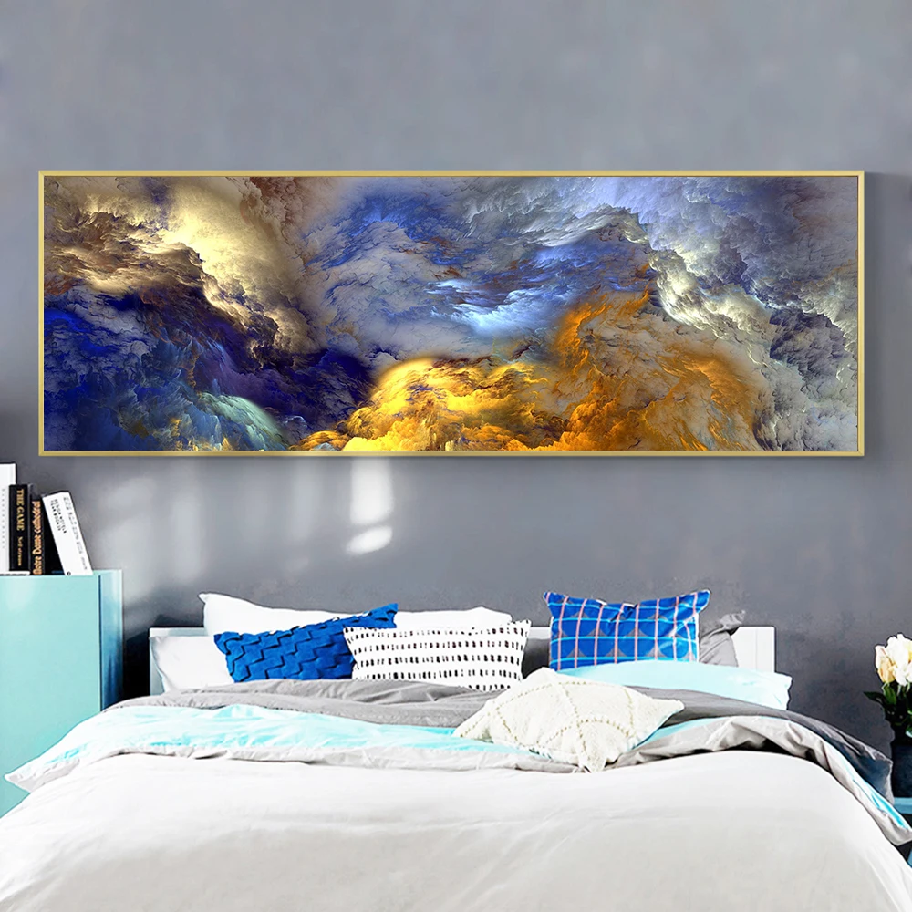 Günstig WANGART Abstrakte Farben Unreal Leinwand Poster Blau Landschaft Wand Kunst Malerei Wohnzimmer Wand Hängen Moderne Kunstdruck Gemalt