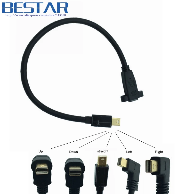 90 Degree Left Angled Type Mini DisplayPort Male to Mini Female Extension Cable