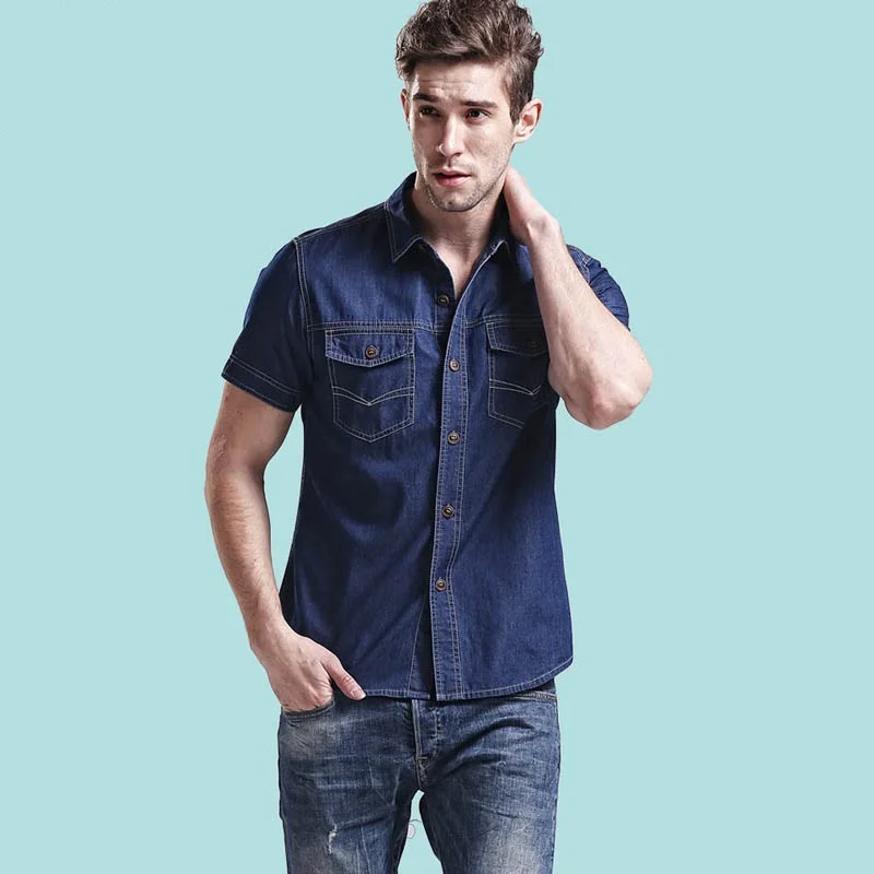 Buy Brand Summer Jeans Shirt Men Casual Short Sleeve