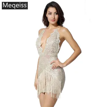 

2018 Autumn New Black White Pink Women Sexy Bandage Dress Spaghetti Strap Tassel Lace Patchwork Celebrity Vestidos Party Dress