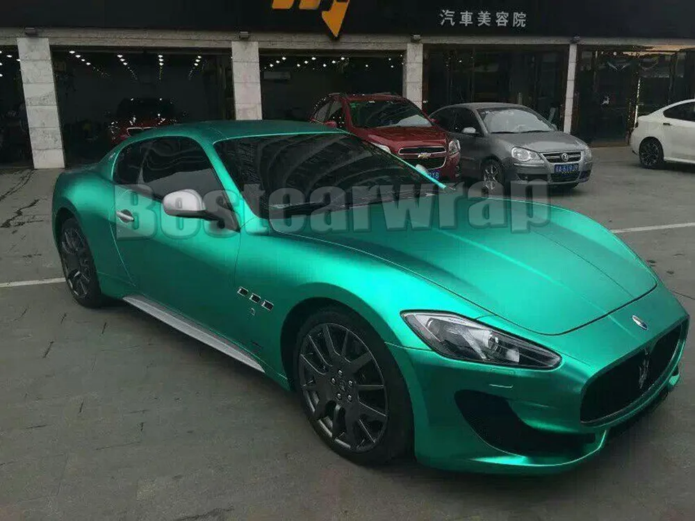 tiffany blue Mint Green matte chrome metallic vehicle wrapping Film foil car graphics styling Tuning Vinyl sheets satin chrome Film (2)