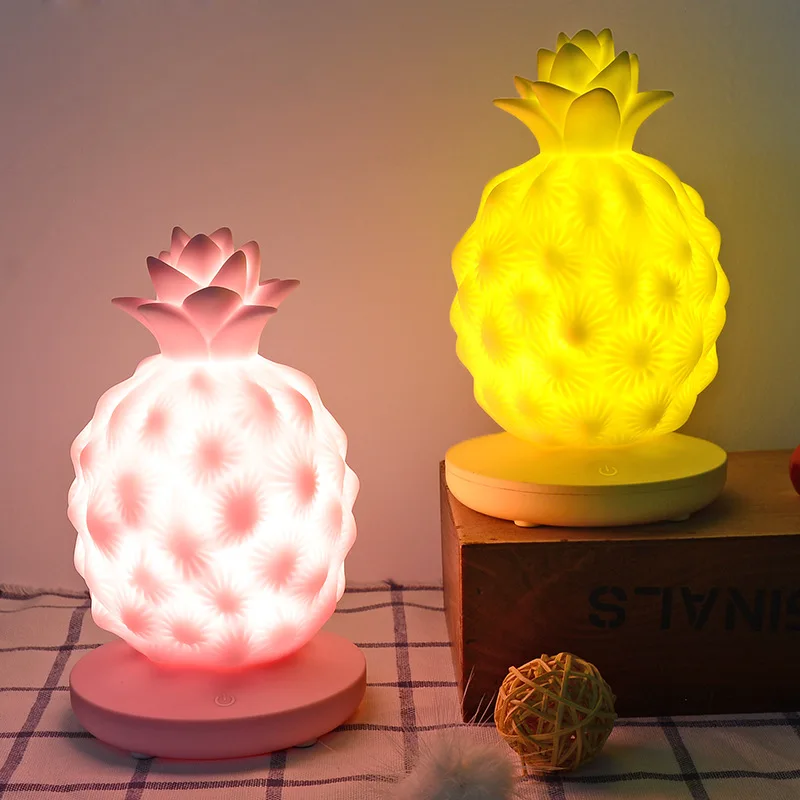 Touch Dimmable Led Pineapple night light Lamp Silicone for Kids Gift Bedside Bedroom Decoration