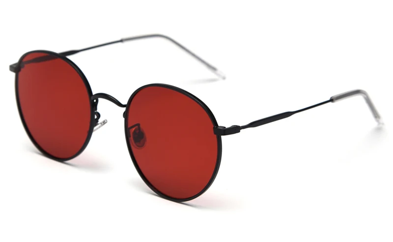 Peekaboo, металлические круглые солнцезащитные очки для женщин, Поляризованные, красные, оранжевые, Ретро стиль, солнцезащитные очки для мужчин, очки для вождения, аксессуары, лето - Цвет линз: black with red