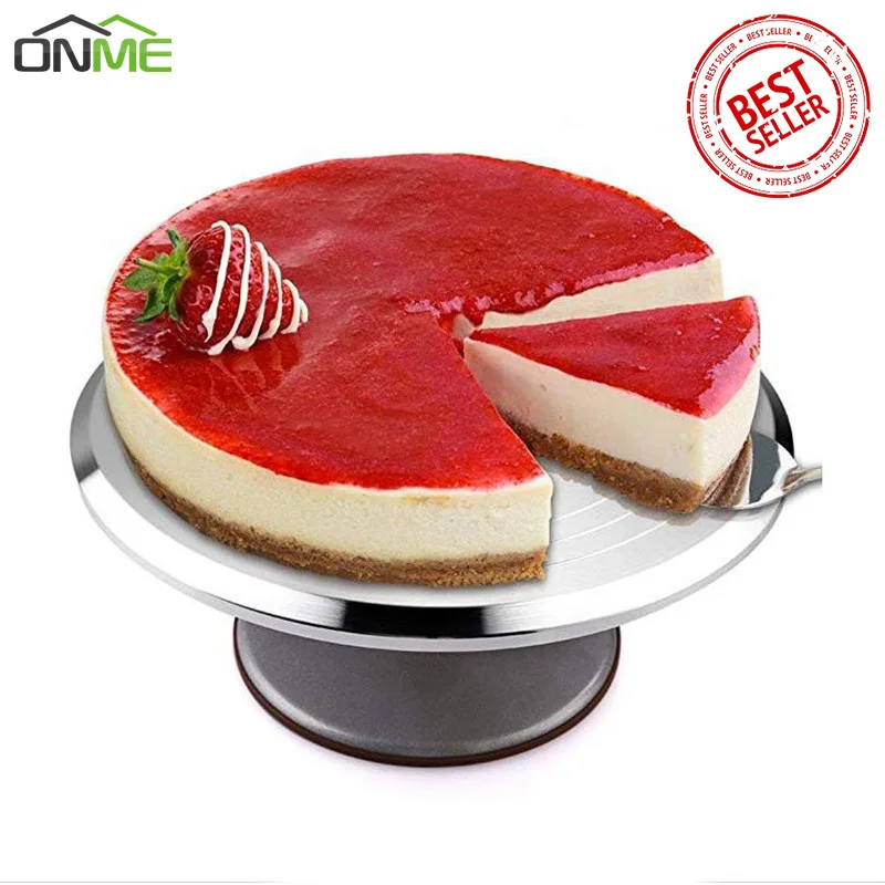 

Onme Baking Tools 12 inch Aluminum Alloy Flower Cream Cake Decorating Table Easier Cleaning Non-slip Turntable