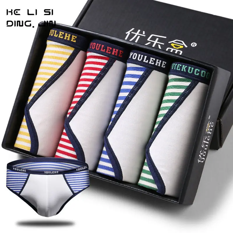 4 Pcs Lot Cotton Men Briefs Striped Fashion y Gay Underwear Briefs L 4-pcs-lot-cotton-men-briefs-striped-fashion-y-gay-underwear-briefs-l