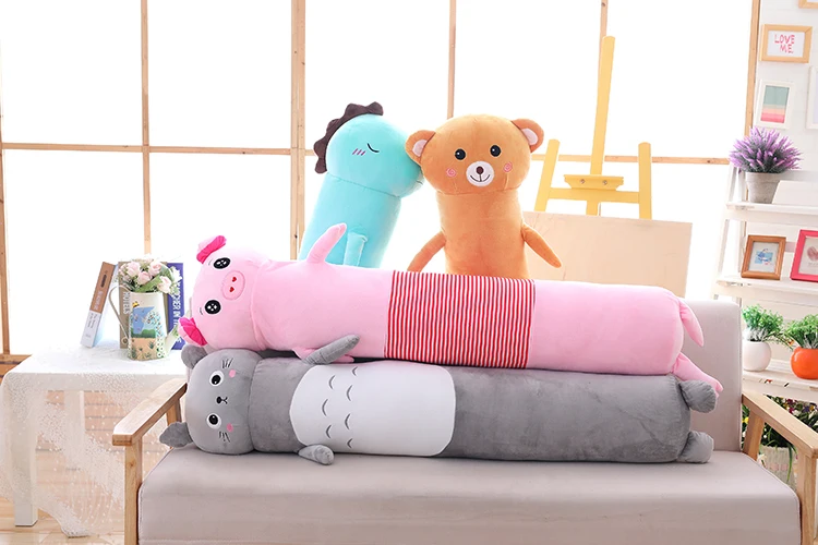 Милая длинная плюшевая подушка, плюшевый кролик, медведь, подушка с животными из мультфильмов для подушки, детская мягкая подушка для сна, постельное белье, подарок на день рождения для девочки