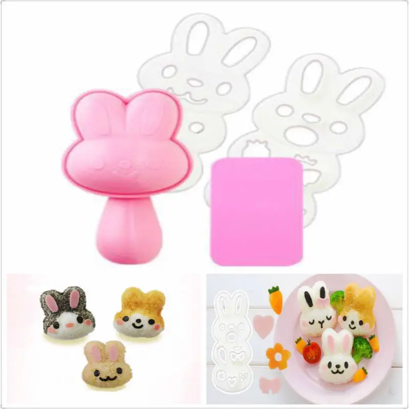 

High quality (3Pcs/Set) PP Kawaii rabbit Rice Mold Sushi Egg Chocolate DIY Kitchen Tool cartoon sushi tool