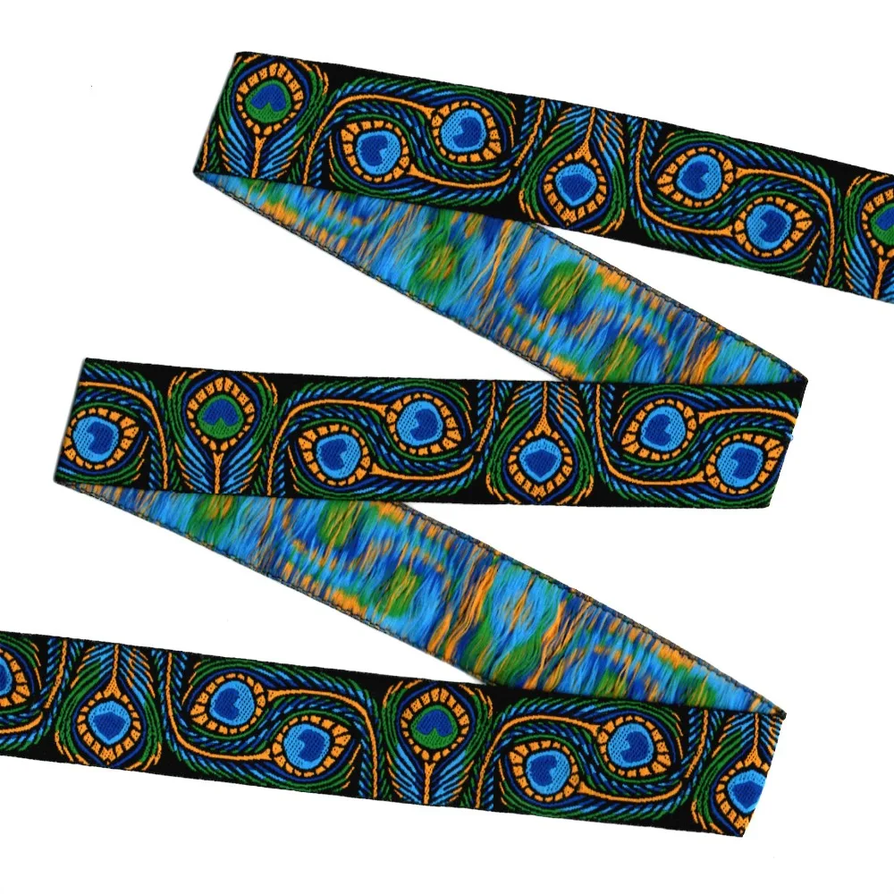 

2015 NEW wholesale 5/8"+7/8"(16mm+22mm 20yards/lots) Polyester blue feathers Cartoon Woven Jacquard Ribbon For Dog Collar