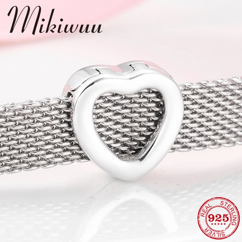 

New 925 Sterling Silver Hollow heart shape clip Beads Jewelry making Fit Original reflection Clip Charms Bracelet