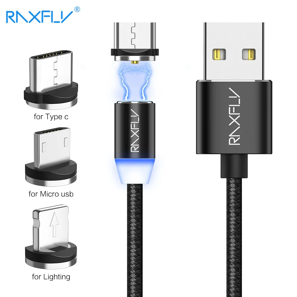 RAXFLY Магнитный кабель для iPhone х Micro USB кабель для Redmi Note 5 Магнитная Зарядное устройство USB кабель для samsung S9 s8 huawei P20 Lite магнитная зарядка