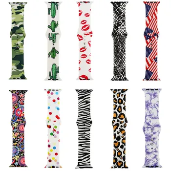 

Floral Flower Band For Apple Watch Series 5 4 3 2 1 Silicone Pattern Printed Camouflage Strap For iWatch 40mm 44mm 38 42mm Bands
