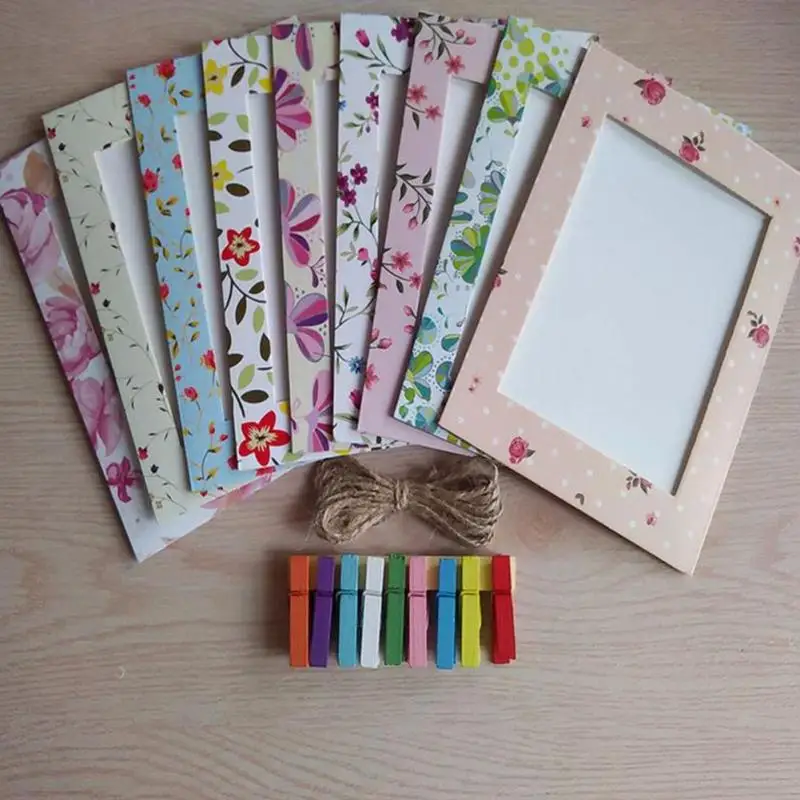 

9Pcs/Set Photo Frame 6 Inch Cadre Photo Gift DIY Wall Hanging Paper Wall Frame Picture Album Cadre Photo Marcos Para photos A40