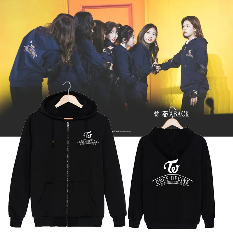 

Twice FM ONCE BEGINS Concert Jacket With The Same Paragraph Zipper Hooded Cardigan Dropshipping