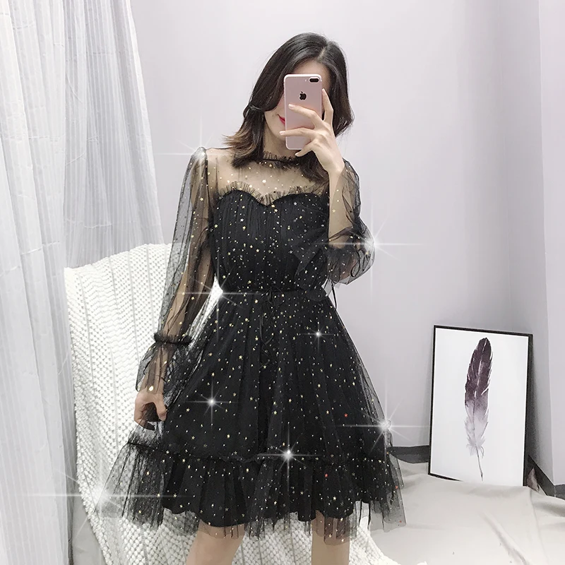 

Princess Little Stars Sequins Bling Mesh Tulle Dress Petite Beautiful Ruffles Dress Short Robe Femme Vestido Fiesta Vestiti Donn