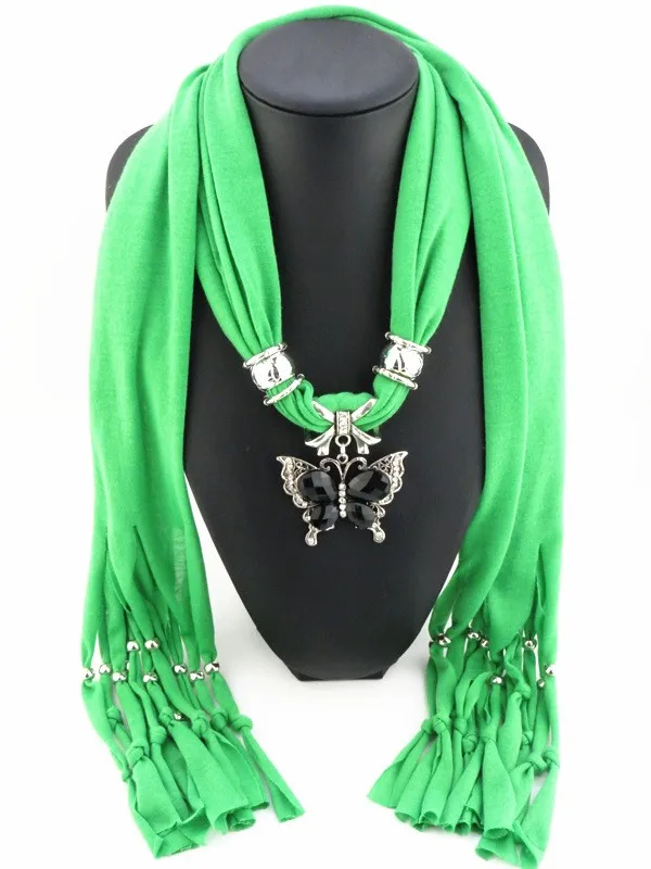 Ювелирные изделия, шарфы для женщин, мода, кисточка, подвеска, шарф, металлическая бабочка, шаль, ожерелье, шарфы для женщин, echarpe foulard femme