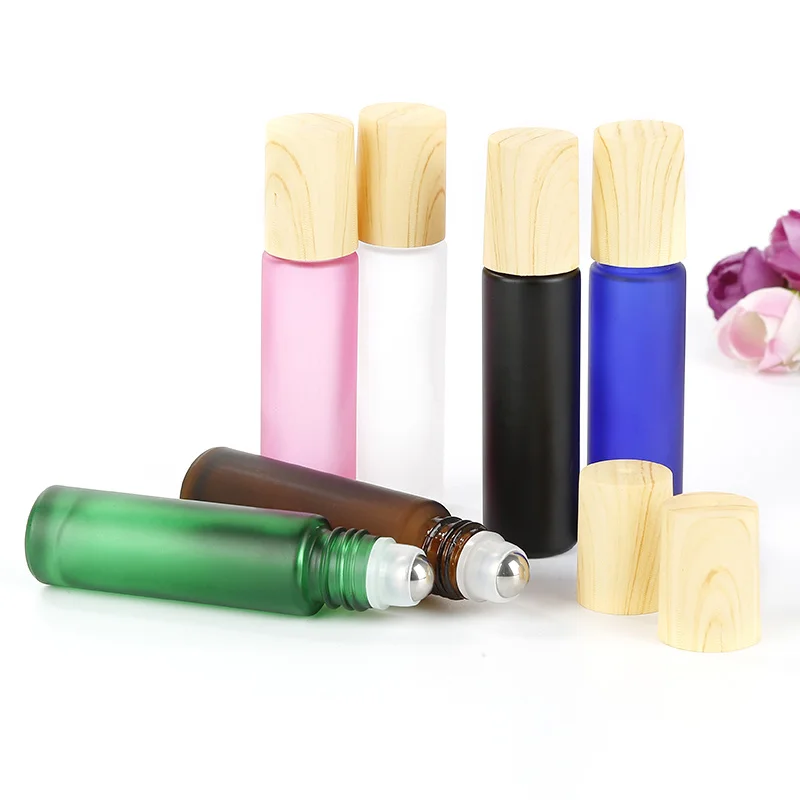 

5PCS Thick Glass Roll Bottle Empty Perfume Essential Oil Vials with Stainless Steel Roller Ball Matte Bottles Small Size