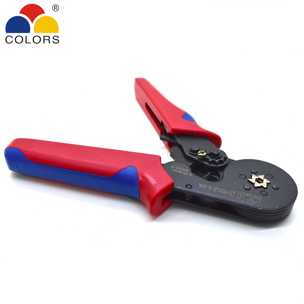 COLORS HSC8 6-6 crimping pliers 0.25-6mm2 23-10AWG for tube terminal Hexagon pressure mini type round nose european brand tools