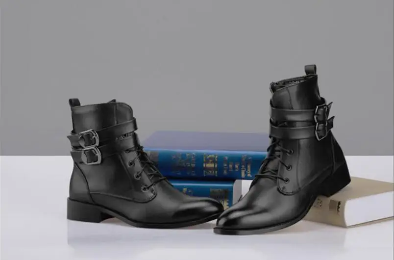 Men's ankle boots Martin boots men's pointed toe boots men's high tide winter high boots men increased Spring and autumn