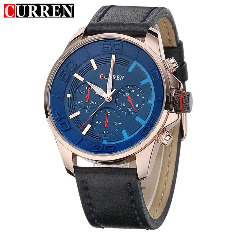 

Curren Fashion Casual Army Sport Brand Luxury Mens Watches Leather Business Quartz-Watch Men Wristwatch Relogio masculino 8187