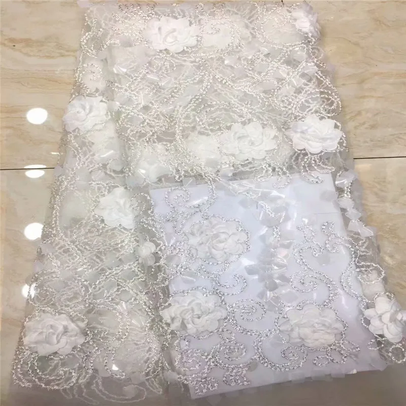 

2019 Latest French Sequins Lace Fabric Net White Fashionable Bright African Lace Fabric For Embroidered 3D Applique Green Color