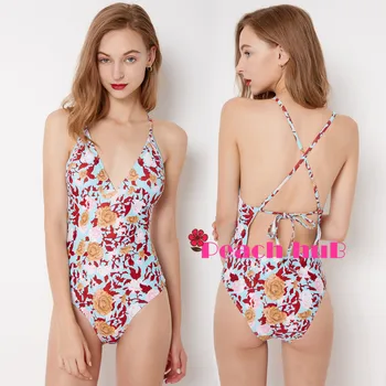 

Swimsuits Woman 2019 Sexy One Piece Swimsuit Girls Floral Swimwear Women Plus Size String Monokini Backless Bathing Clothes