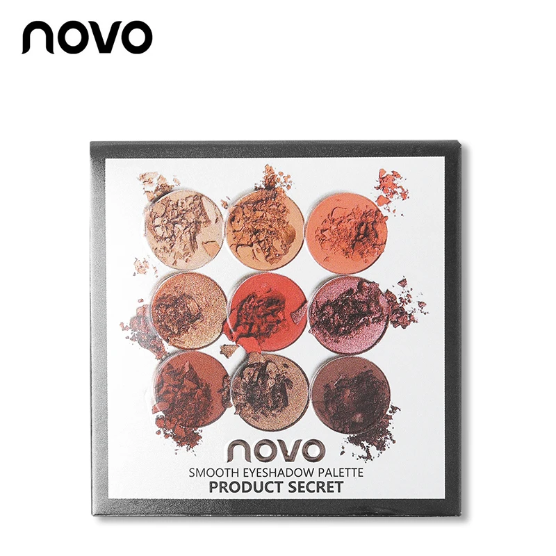 NOVO бренд, натуральные, 9 цветов, гладкие тени для век, палитра для макияжа, матовые мерцающие тени для век, пудра, Шелковый пигмент, стойкая косметика