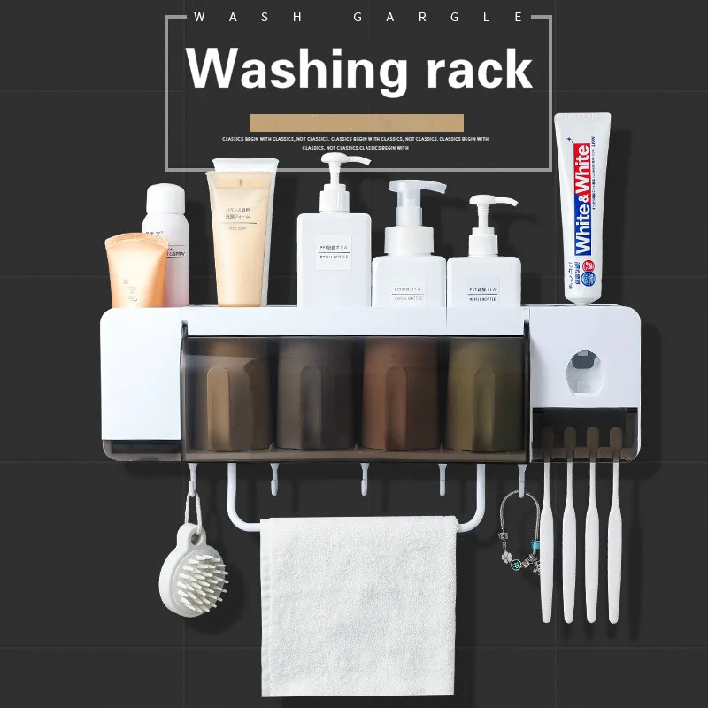 

Multifunctional Toiletries Rack, Home Bathroom Set, Toothbrush Rack, Mouthwash Cup Rack, Toothpaste Extruder, Towel Rack