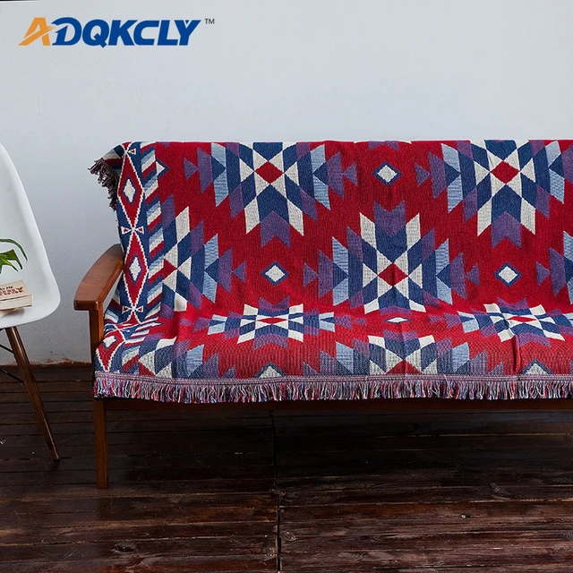 Us 38 4 40 Off Adqkcly Pretty Rhombus Pattern Sofa Cover 100 Cotton Double Side Throw Blanket For Three Seats Slipcovers Bed Sheet In