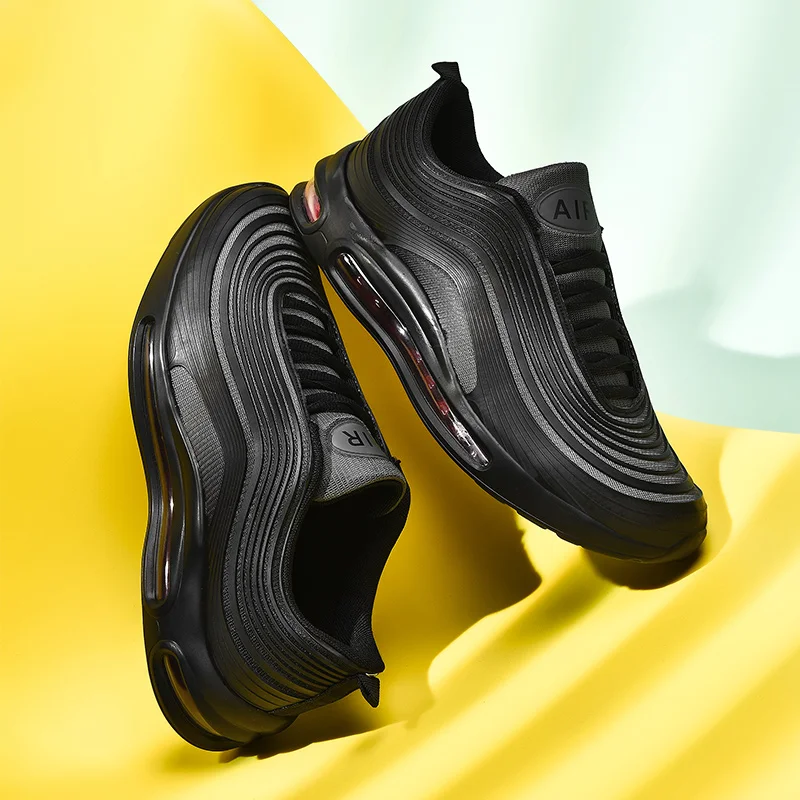 7 цветов, мужская обувь с воздушной подушкой, повседневные мужские кроссовки наивысшего качества, брендовая мужская дышащая Спортивная обувь для фитнеса, размер 97 - Цвет: Black Grey