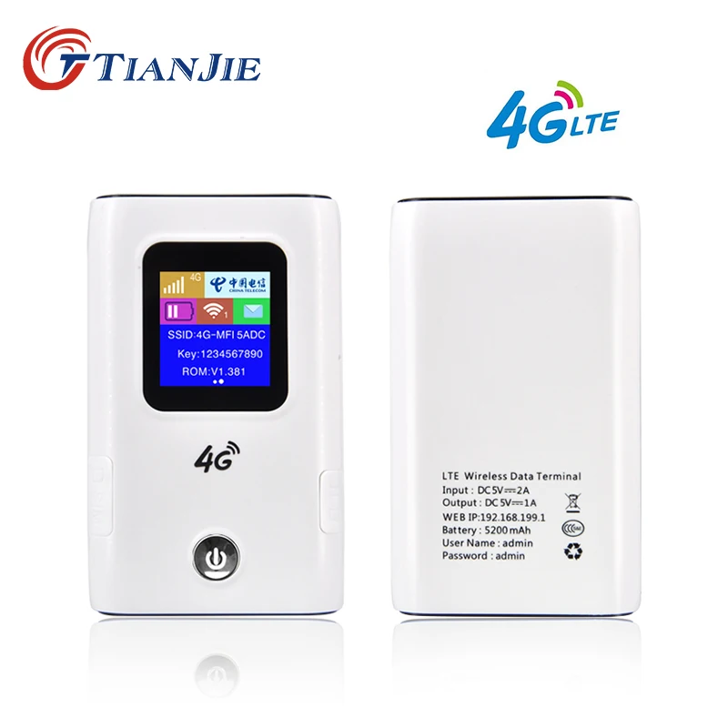 

TIANJIE MF905C portable 5200mah power bank 3G 4G LTE WCDMA GSM Unlocked WiFi Wireless router With Sim Card Slot