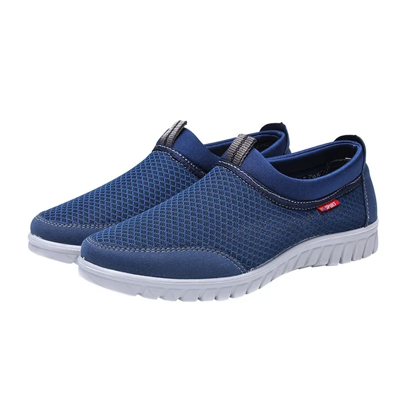 Легкая прогулочная обувь для мужчин, износостойкие Нескользящие сетчатые мужские кроссовки, дышащие кроссовки на шнуровке, дропшиппинг 0911 - Цвет: Синий