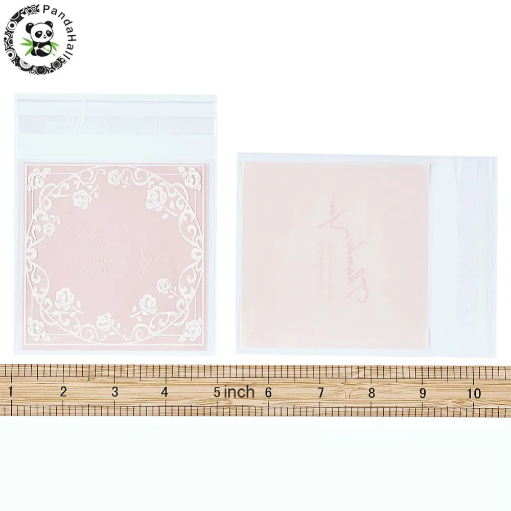 Прямоугольные свадебные сумочки OPP целлофановые пакеты для бисера упаковка ювелирных изделий розовый 13,6x10,1 см толщиной 0,07 мм около 95~ 100 шт./пакет