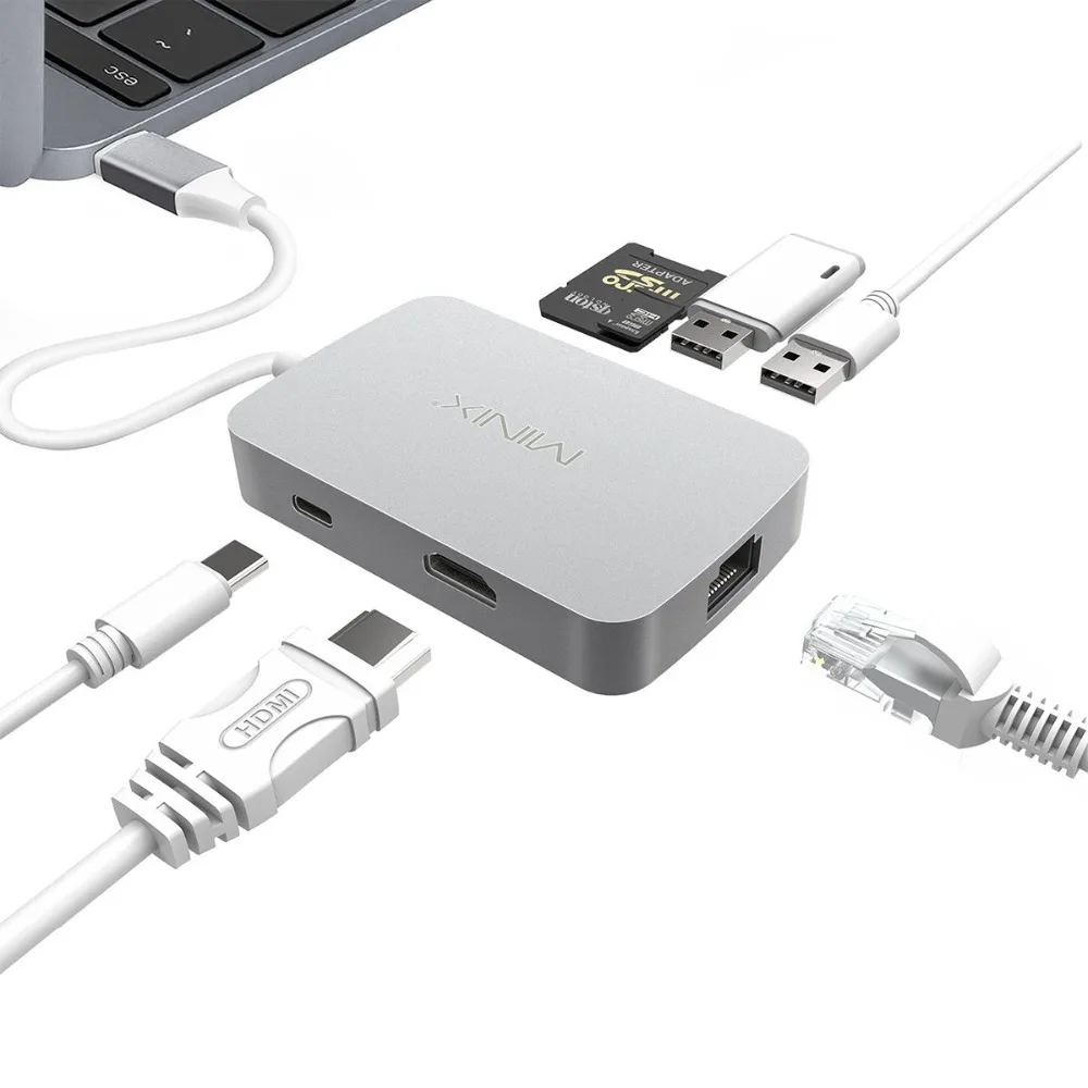 MINIX NEO C Type-C Multiport Adapter With HDMI Output Up To 4K Gigabit Ethernet USB-C For Charging With Apple MacBook F21353/5 адаптер apple mj1l2zm a multiport adapter usb c to vga белый