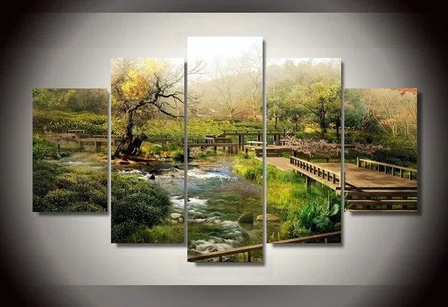 Canvas painting new 5 piece canvas Natural scenery 5 panel Painting wall art room decoration for home canvas Free shipping\C scenery|panel painting - AliExpress