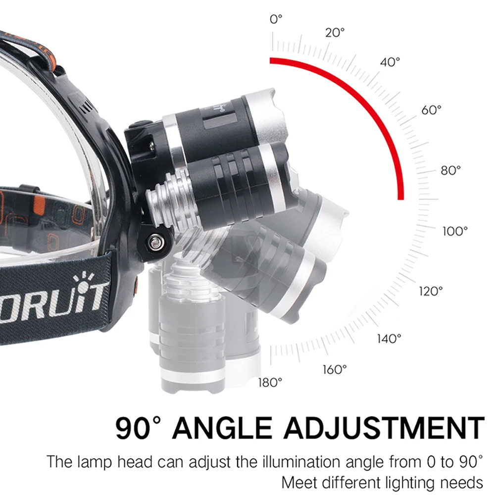 BORUIT 5000LM 3x XM-L T6 светодиодный налобный фонарь фара глава факел лампы + 2X18650 + Зарядное устройство Портативный Кемпинг велосипедные прогулки