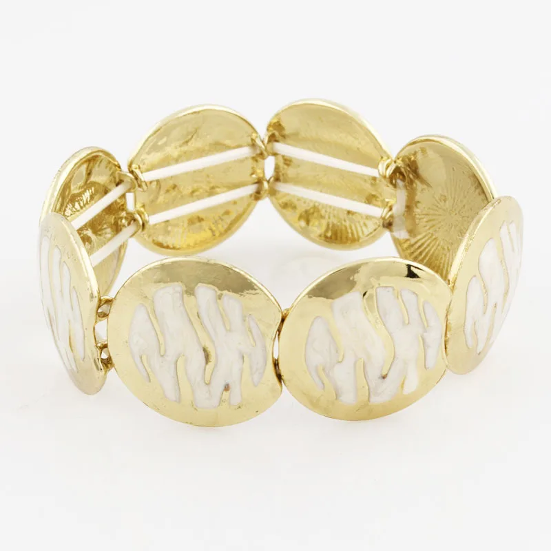 High Quality Round Enamel bangles Gold Plated Alloy Elastic Bangle Fashion jewelry wholesale