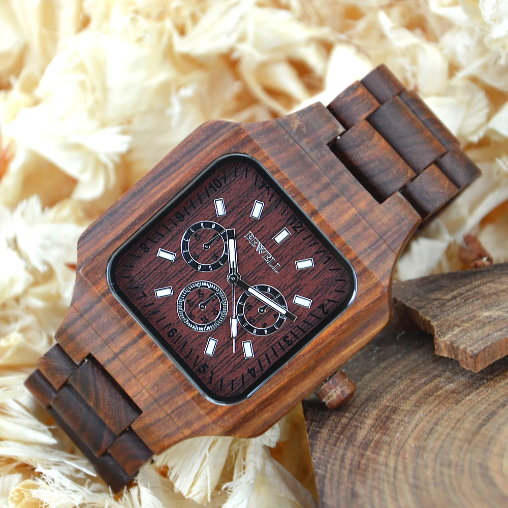 BEWELL Luxury Brand Men Wooden Watches Luminous Hands Waterproof Quartz Stop Watch Male Dress Wood Watch in Gift Box 001A BEWELL Luxury Brand Men Wooden Watches Luminous Hands Waterproof Quartz Stop Watch Male Dress Wood Watch in Gift Box 001A