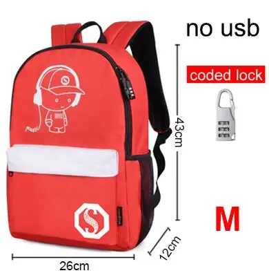 Новинка, Подростковый рюкзак для школы, светящийся, usb зарядка, противоугонные рюкзаки, школьный рюкзак в мужских повседневных рюкзаках - Цвет: B184-Style2