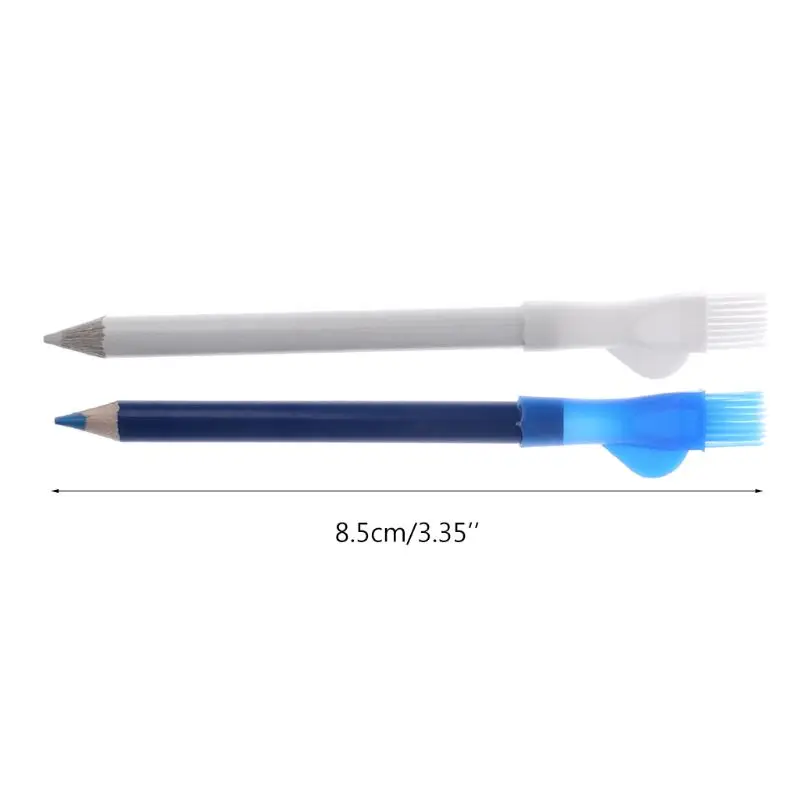 

2Pcs/Set Dressmaker Pencils Tailor's Pencil With Brush Fabric Marker Craft Garment Pencils 8.5cm White Blue