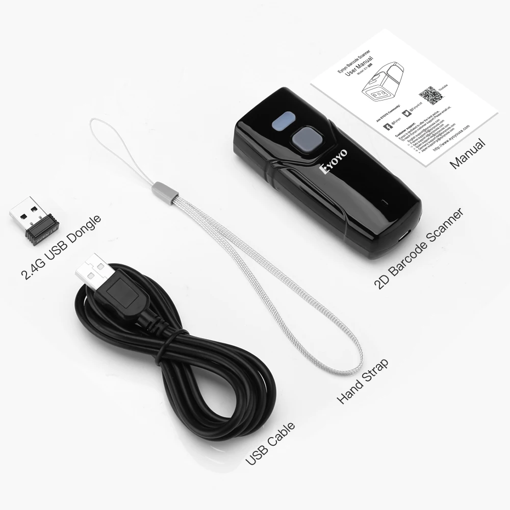 Eyoyo мини 2D QR сканер штрих кода 3 в 1 2 4G Bluetooth считыватель CCD PDF417 матрицы данных Экран