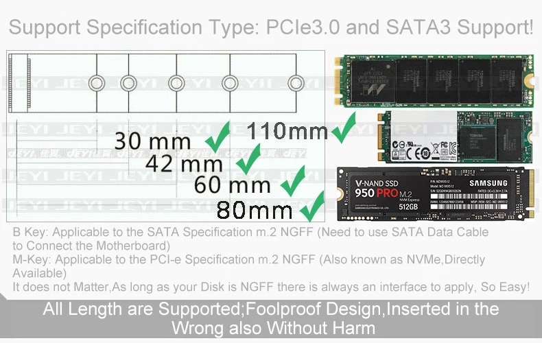 JEYI SK9 m.2 расширение NVMe адаптер NGFF к PCIE3.0 Вентилятор охлаждения с вентилятором алюминиевая крышка 12 В+ 3,3 В SSD двойной интерфейс SATA3