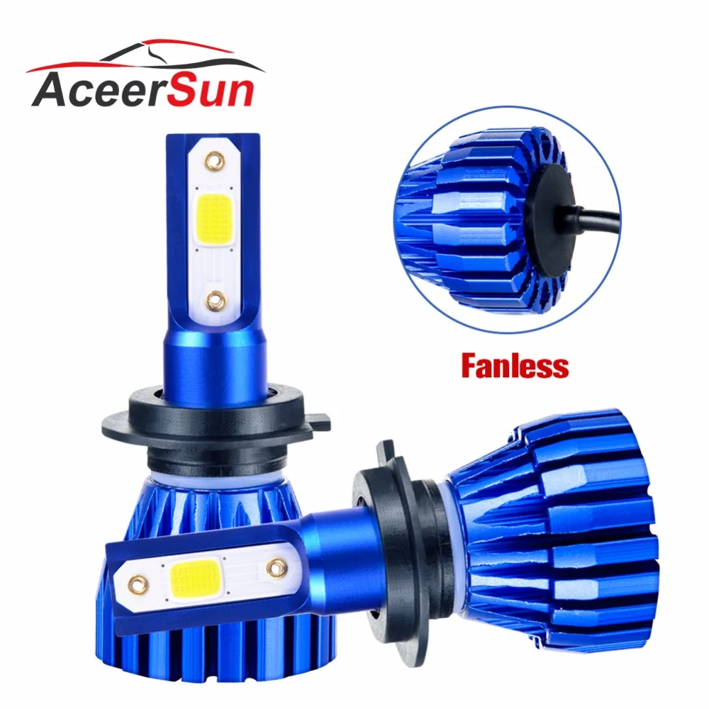 Aceersun светодиодный H7 H4 головной светильник лампочка 8000LM H11 12V H1 9005 9006 9012 24V Мини H3 COB