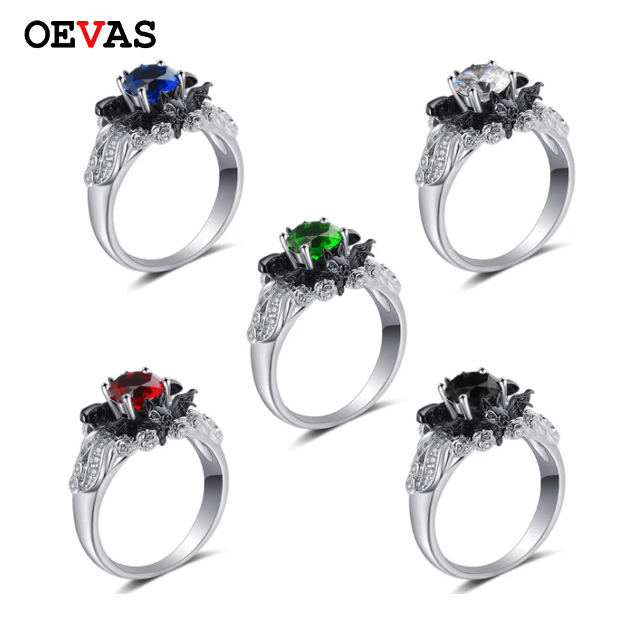 

Punk style Bat rings for women High quality Black Blue Green Red White AAA CZ Engagement jewelry Wedding ring Best gifts 2019