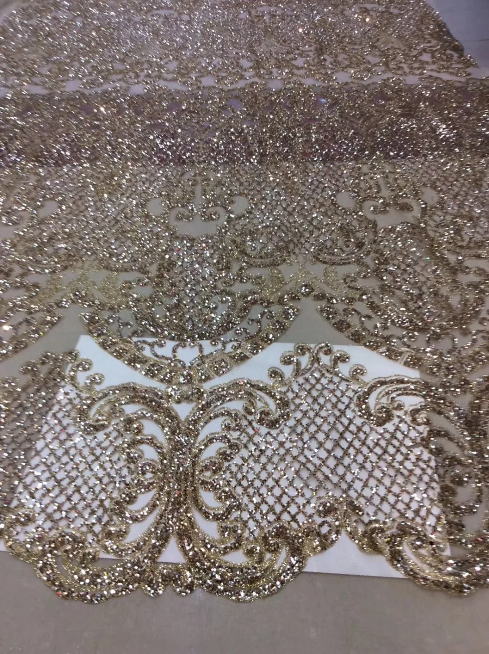 

Newest african sequins tulle mesh fabric sparkly JRB-101123 glued glitter sequins lace fabric