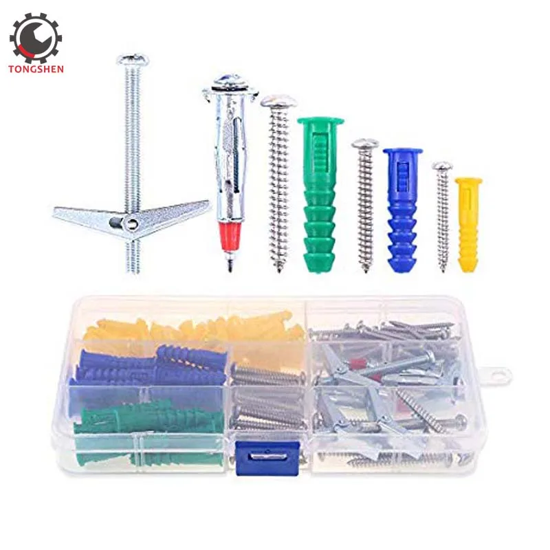 122Pcs Plastic Self Drilling Drywall Hollow wall Anchor Molly Bolt