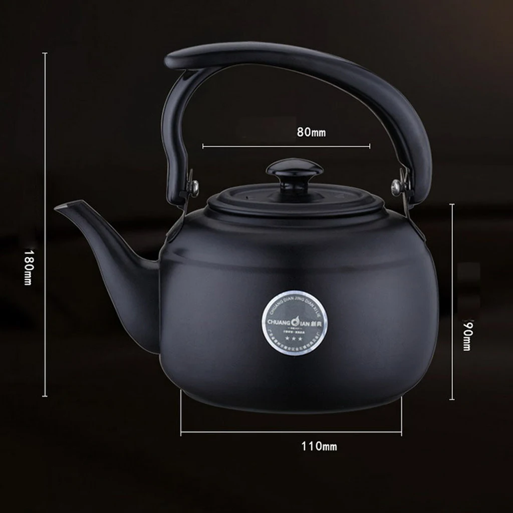 1L Stainless Steel Teapot Kitchen Tea Kettle Metal Stovetop Tea Pot Black White 2 Colors to Choose